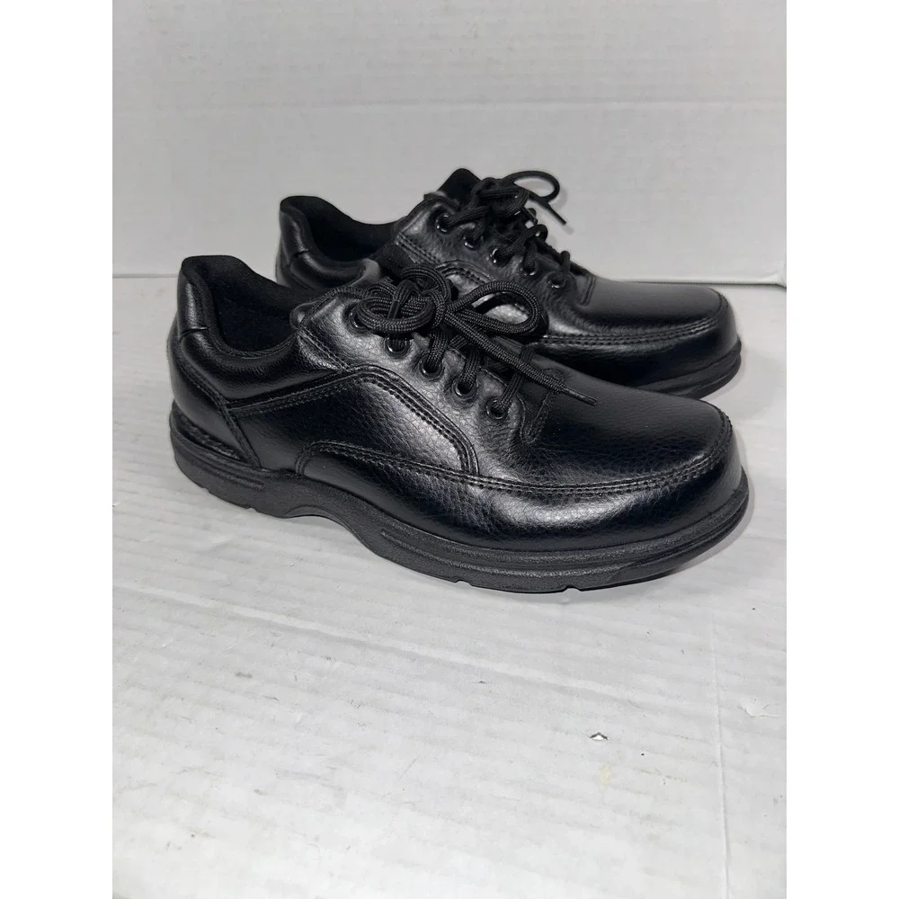 Rockport Mens 8.5 XW Black Leather‎ Walking Shoes Lace Up Padded Collar RP7210